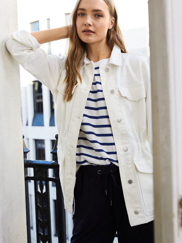 Organic cotton blue and white boxy t-shirt