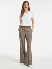 Relaxed brown and navy check wide leg Terence wool trouser
