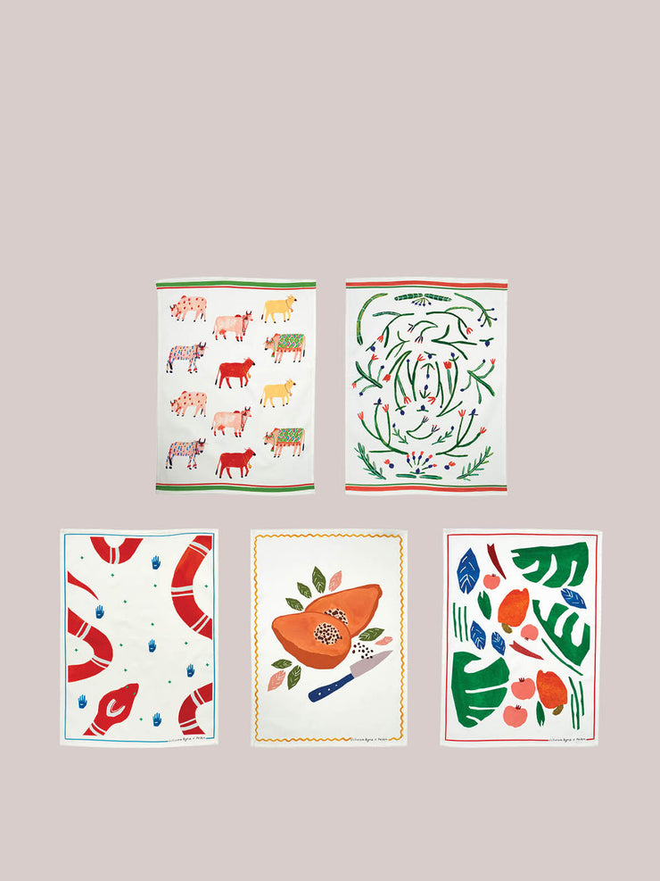 Set of 5 artist collection tea towels