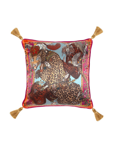 Sabina Savage The Leopard's Bazaar silk satin and velvet cushion at Collagerie