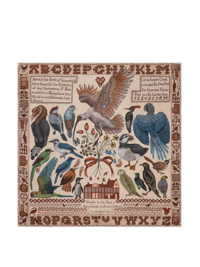 Sabina Savage The Birds of Innocence 90cm silk twill scarf at Collagerie