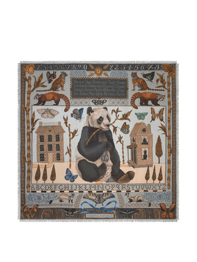 Sabina Savage The Butterfly Panda 135cm silk twill shawl at Collagerie