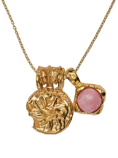 Alighieri “Heart Of The Sun” gold and pink opal necklace at Collagerie