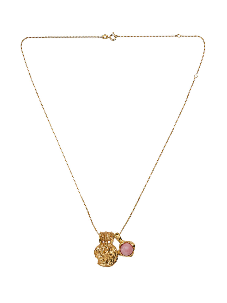 “Heart Of The Sun” gold and pink opal necklace