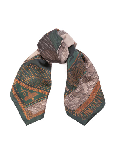 Sabina Savage The Heralds of Horus silk twill 90cm scarf at Collagerie