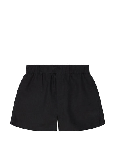 With Nothing Underneath The Short: black linen at Collagerie