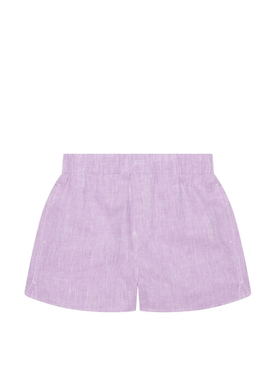With Nothing Underneath The Short: lilac linen at Collagerie