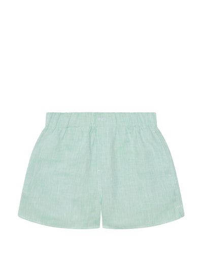 With Nothing Underneath The Short: mint green linen at Collagerie