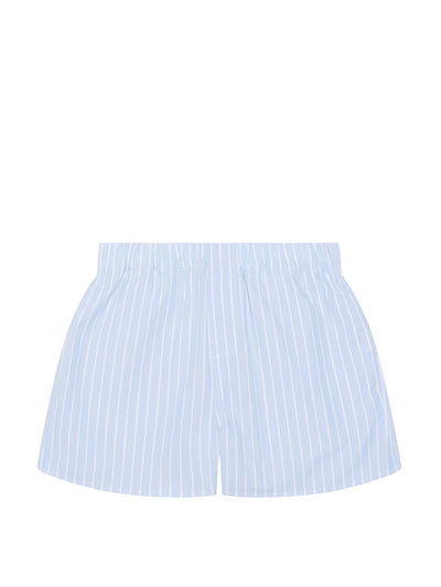 With Nothing Underneath The Short: morning blue stripe poplin at Collagerie