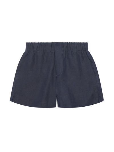 With Nothing Underneath The Short: navy blue hemp at Collagerie