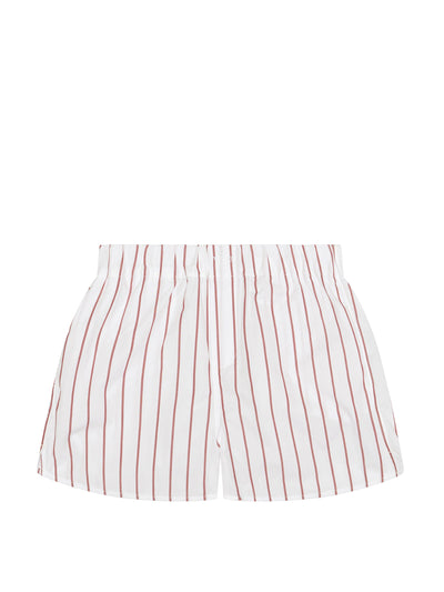 With Nothing Underneath The Short: merlot stripe poplin at Collagerie