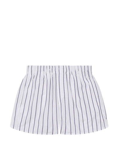 With Nothing Underneath The Short: midnight blue stripe poplin at Collagerie