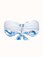 Borgo de Nor x Talia Collins blue and white electra strapless bikini top