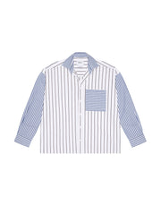 The Weekend: blue stripe patchwork shirt