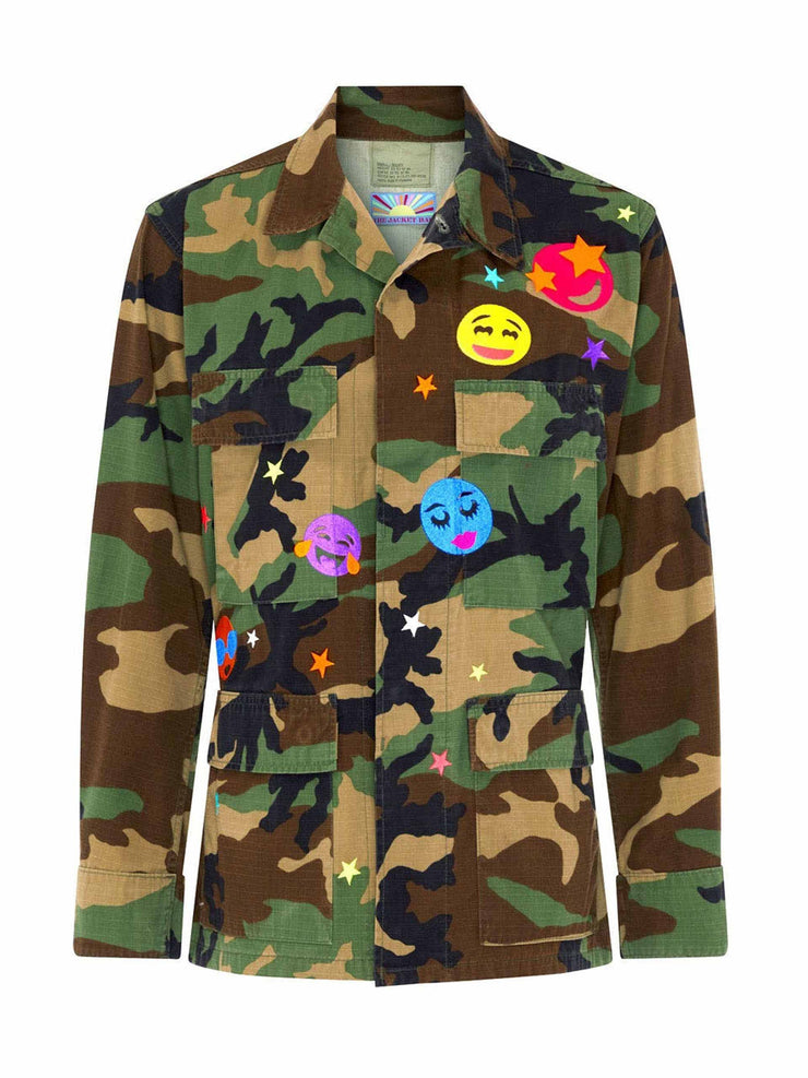 Limited edition camouflage Emoji print army jacket