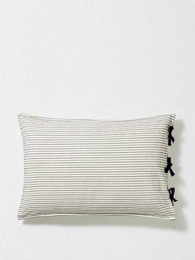 Toast Navy and white striped pillow at Collagerie