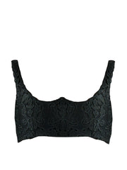 Sculpted from an elegant black guipure lace and finished with curved detail at the bust. With a wife-set neckline this is a key styling piece for AW22. Collagerie.com