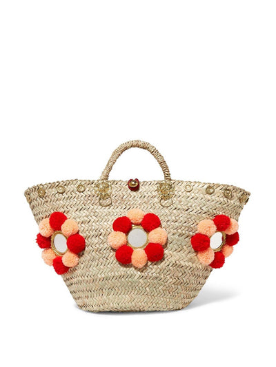 Muzungu Sisters Sicilian straw basket with red and pink details at Collagerie