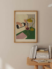 Print | 'A Book and Wine' Fine art Carla Llanos    - Collagerie