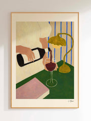 Print | 'A Book and Wine' Fine art Carla Llanos    - Collagerie
