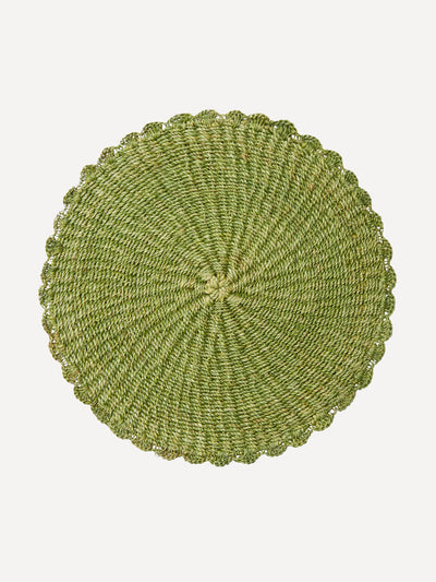Rebecca Udall Scalloped fern green abaca placemat at Collagerie