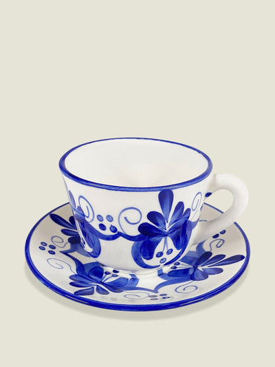 The Colombia Collective Liliana blue and white ceramic cup and saucer at Collagerie