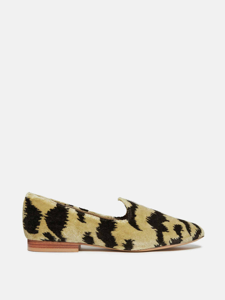 Tiger print velvet Venetian slipper