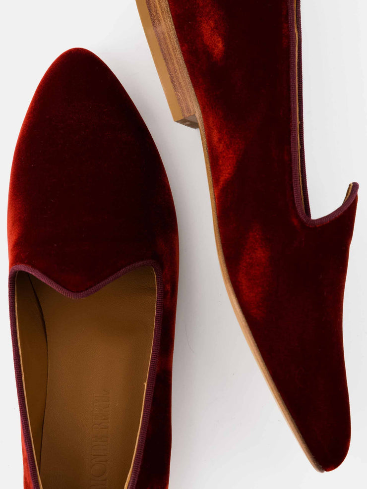 Rust velvet Venetian slipper