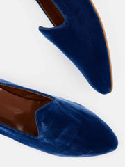 Midnight blue velvet Venetian slipper