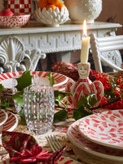 Dinner plate in red foliage Scroll print Interiors Villa Bologna    - Collagerie