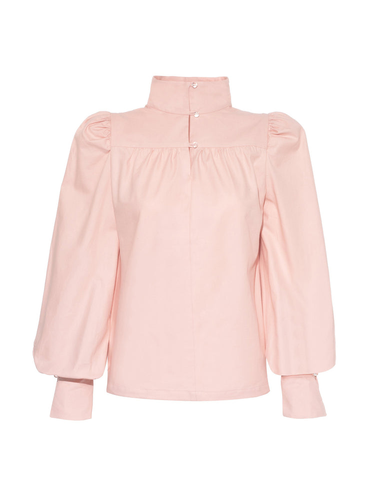 Maggi high-neck blouse in blue or pink