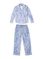 Blue and white printed long pyjama set