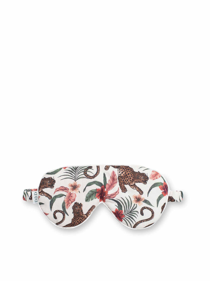 Cotton luxe Soleia leopard print cream eye mask Lingerie & Sleepwear Desmond & Dempsey    - Collagerie