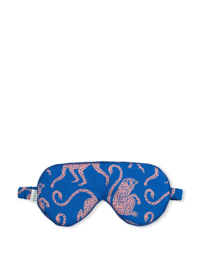 Desmond & Dempsey Cotton luxe eye mask in blue and pink Chango print at Collagerie