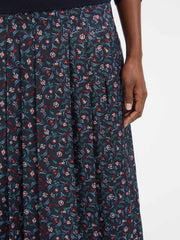 Cordelia navy blue floral print midi dress with tiered skirt