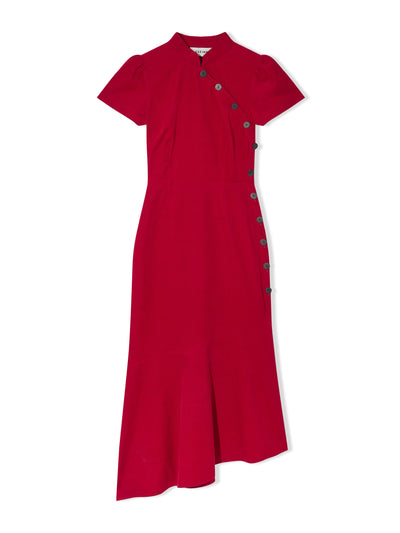 Cefinn Layla pin corduroy maxi dress in red at Collagerie