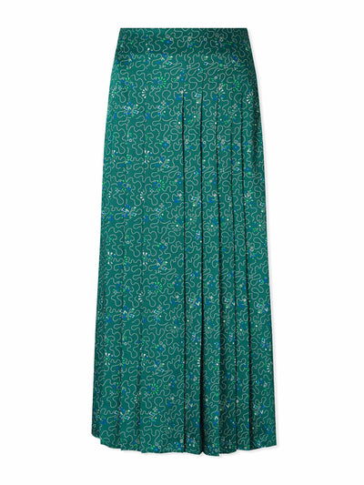 Cefinn Savannah pleated maxi skirt in green and white wiggle print at Collagerie