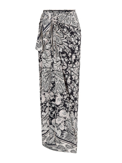 Evarae Black and white paisley sarong wrap at Collagerie