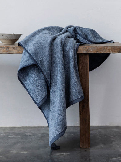 Cultiver Blue denim bath towel at Collagerie