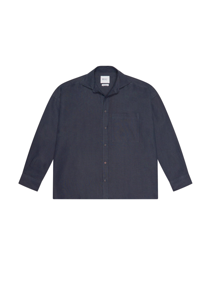 The Weekend: navy blue hemp shirt