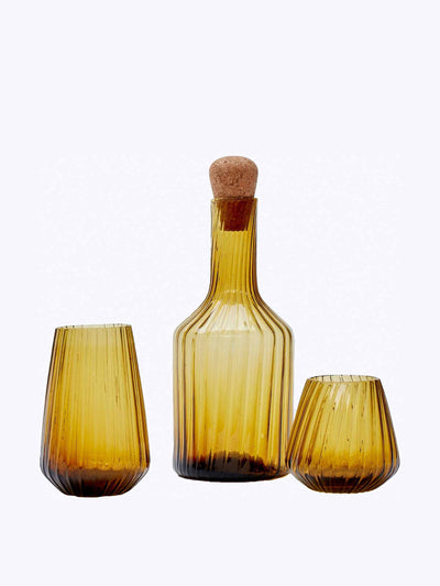 Hadeda Hand-blown recycled glass carafe in amber at Collagerie