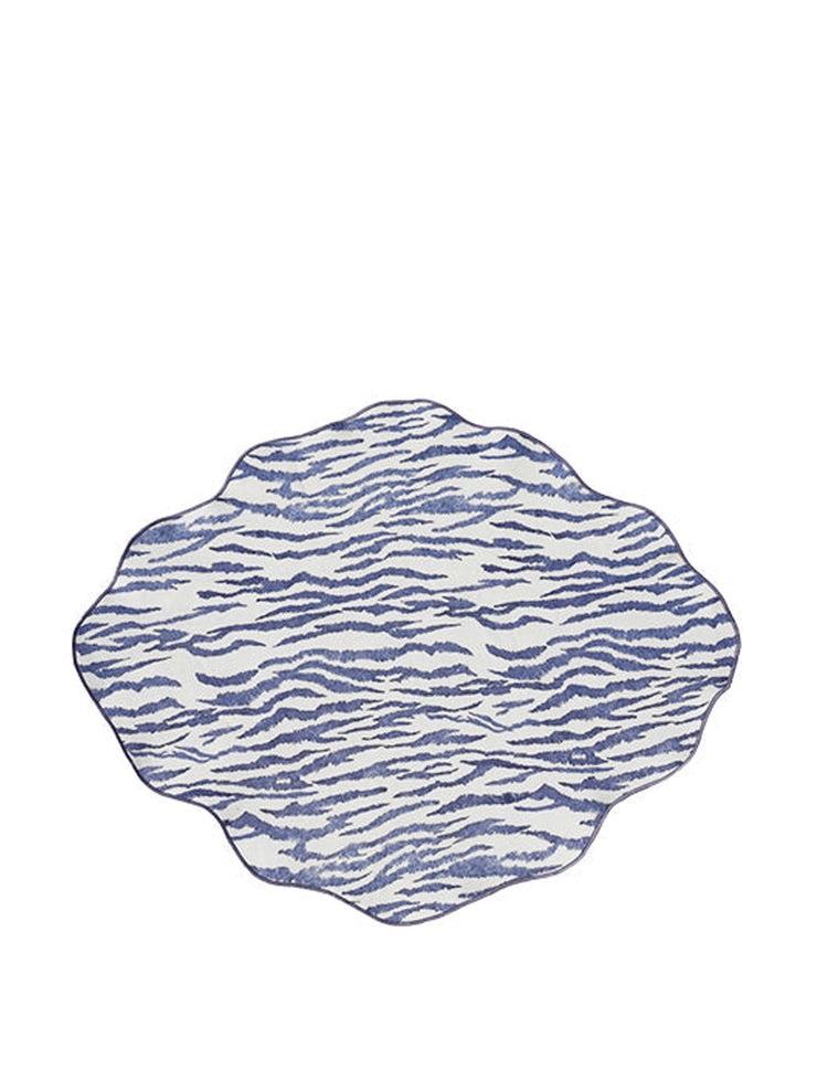 Blue and white oval placemats