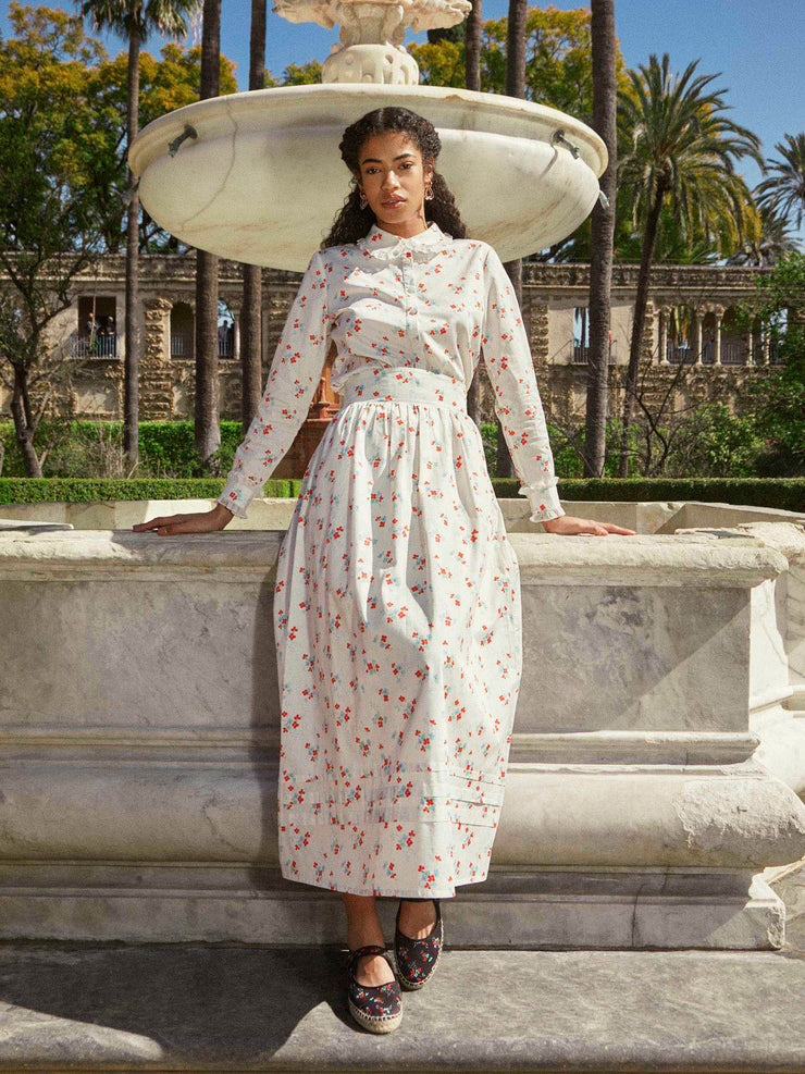 Bushka white floral print skirt