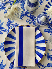 Set of 6 blue and white napkins