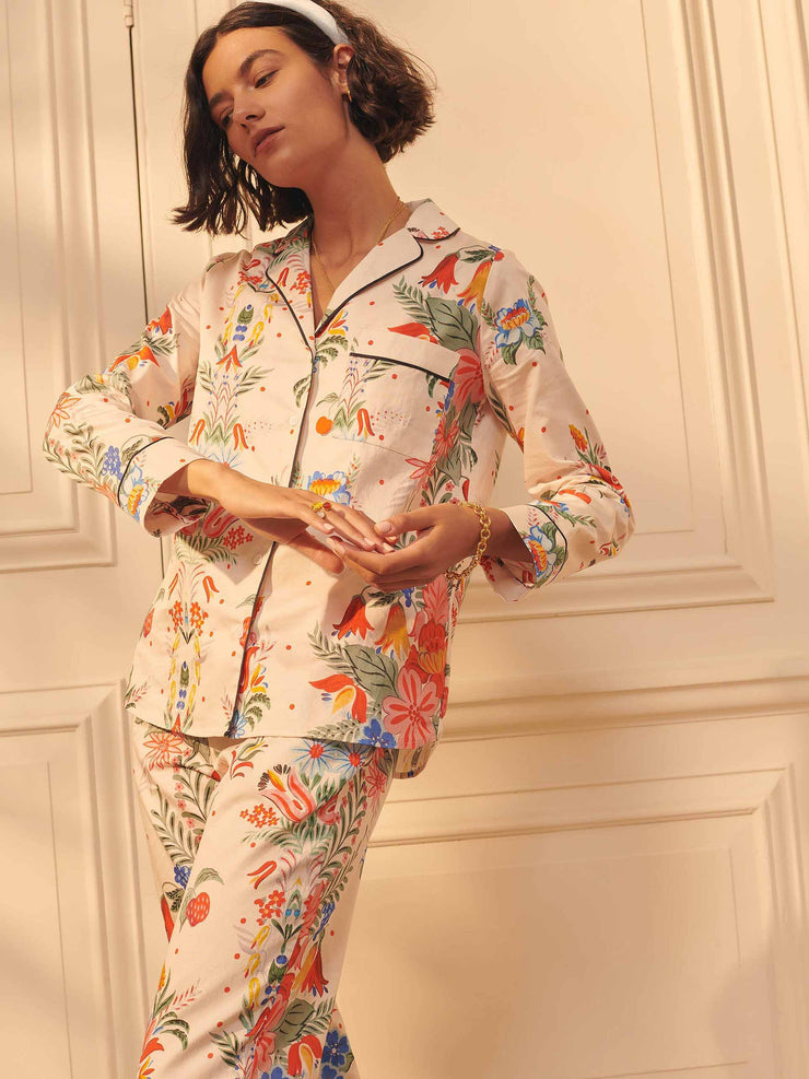 Cotton multi-coloured floral pyjamas