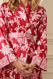 Silk red and white dressing gown