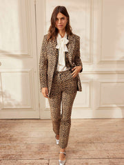 A maximalist leopard print corduroy Yolke jacket that nods to the 70s style blazers with a revival of working girl power dressing vibes. Collagerie.com