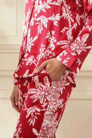 Floral cherry silk pyjama set