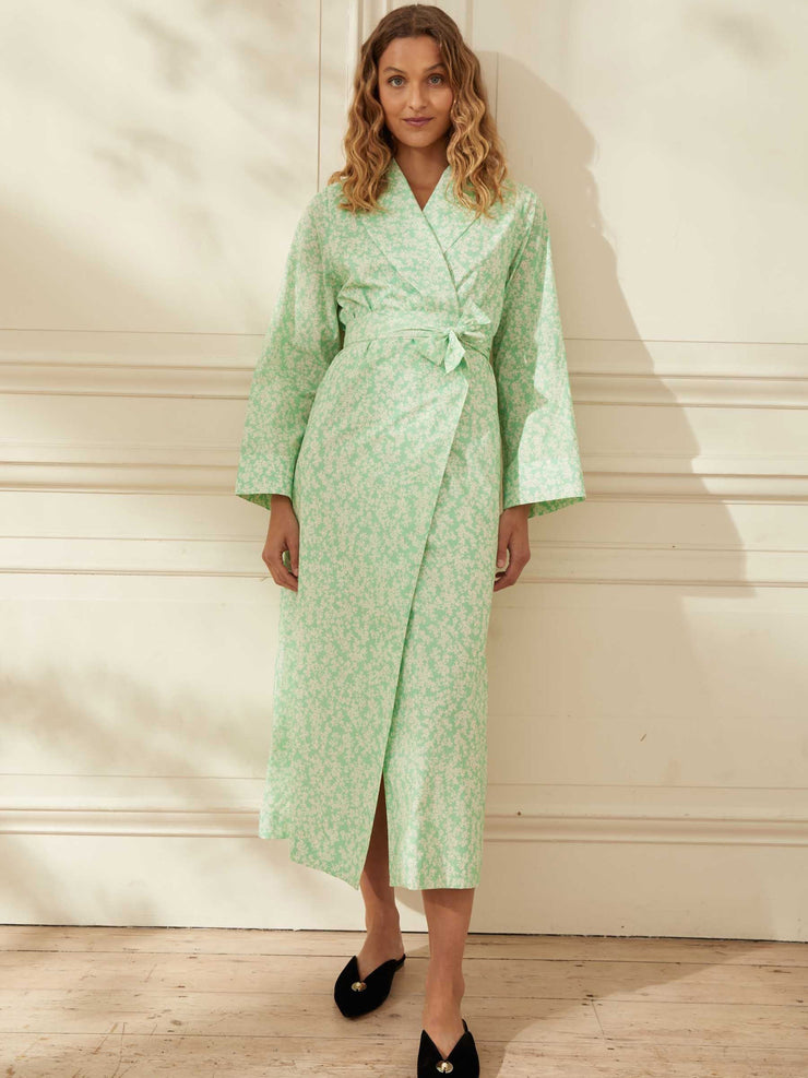 Green cotton dressing gown