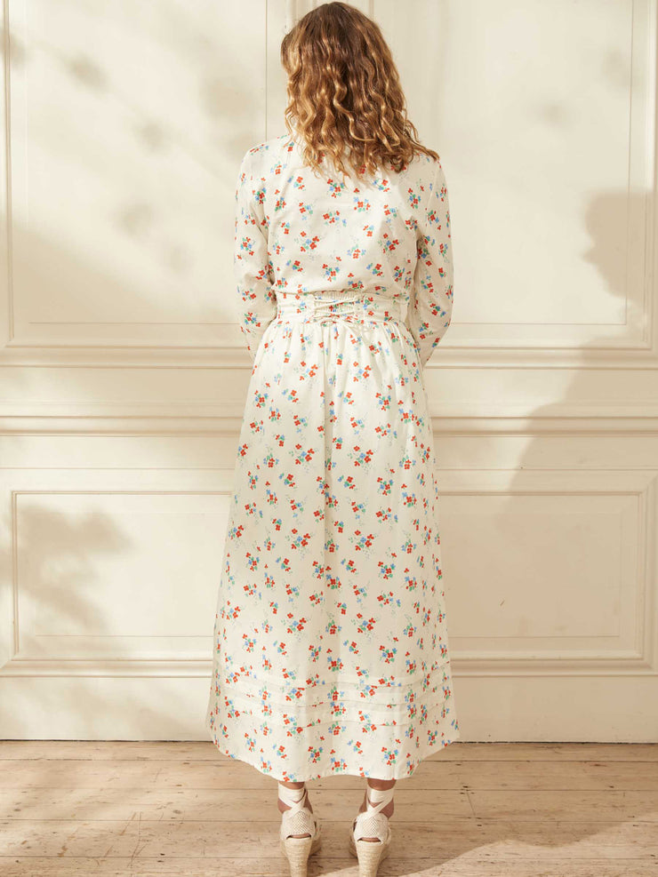 Bushka white floral print skirt